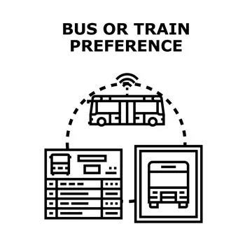 Public transport preference choosing bus or train Ilustración de archivo