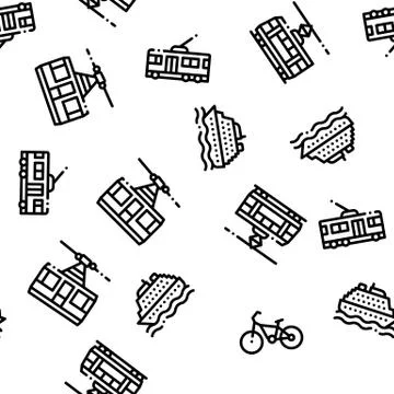 Public Transport Seamless Pattern Vector Stock Illustration