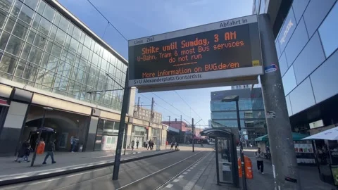 Public Transport Strike Disrupts Services At Alexanderplatz Berlin - Feb 2 2026 Stock Footage 329772000