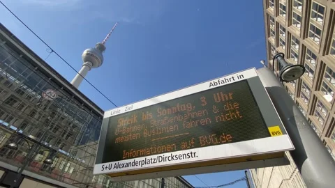 Public Transport Strike Disrupts Services At Alexanderplatz Berlin - Feb 2 2026 Stock Footage 329772279