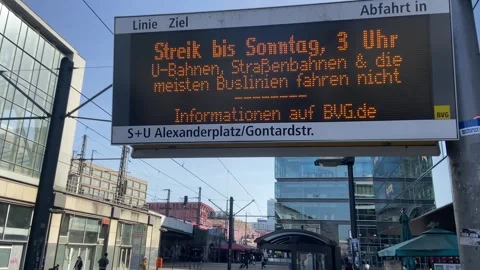 Public Transport Strike Disrupts Services At Alexanderplatz Berlin - Feb 2 2026 Stock Footage 329772325