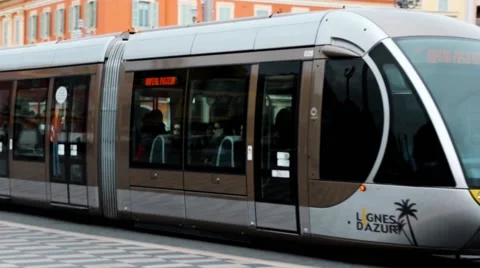 Public transport tram system in Nice. Tramway. Stock Footage 61566474