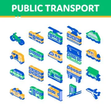 Public Transport Vector Isometric Set Stock Illustration