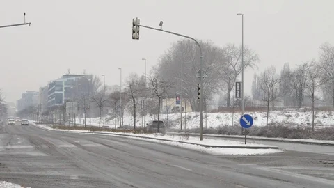 Public transport in winter. Stock Footage 71251640