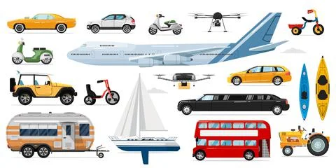 Public transportation set Stock Illustration