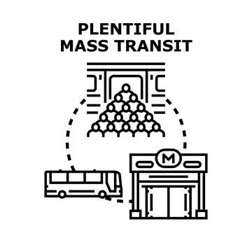 Public transportation system in urban environment with commuters Stock Illustration