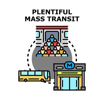 Public transportation system in urban environment with commuters Stock Illustration