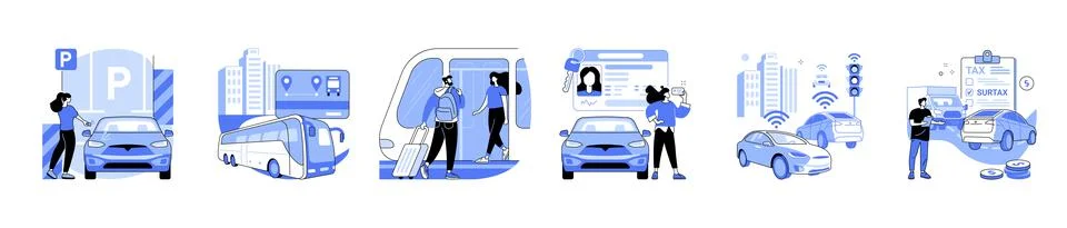 Public transportation vector set. Stock Illustration