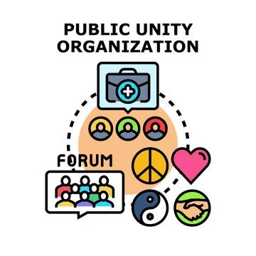 Public unity organization forum concept vector icon Stock Illustration