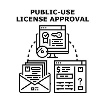 Public use license approval process vector concept Stock Illustration