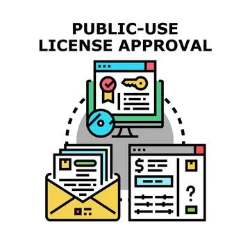 Public use license approval process vector concept Stock Illustration