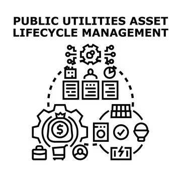 Public utilities asset full lifecycle administration icon concept Stock Illustration