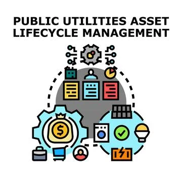 Public utilities asset full lifecycle administration icon concept Stock Illustration