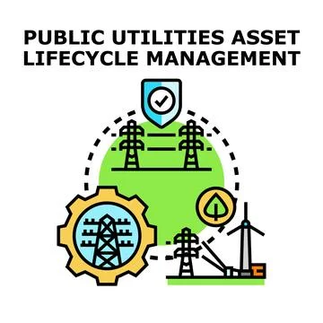 Public utilities asset lifecycle management concept vector Illustrazione stock