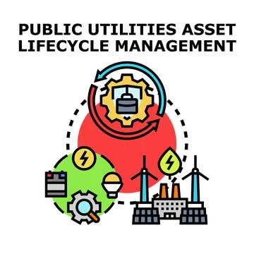 Public utilities asset lifecycle management conceptual illustration Ilustração Stock