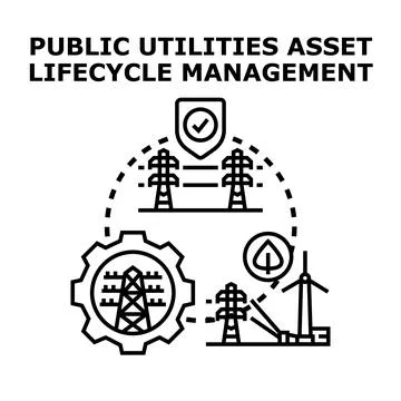 Public utilities asset lifecycle management concept vector Illustrazione stock