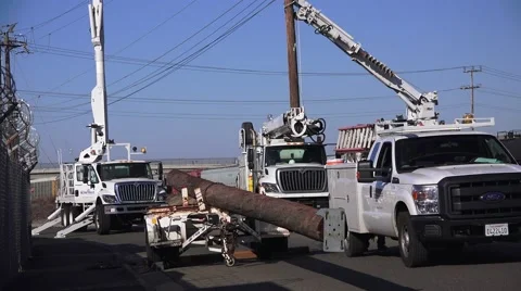 Public utility electrical worker on crane Vidéo 50380273