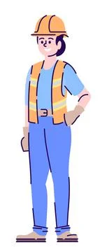 Public utility worker semi flat RGB color vector illustration Stock Illustration