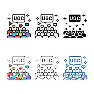 Public variations social media users ugc color icon vector Stock Illustration