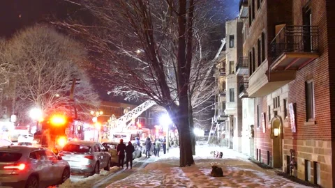 Public watching massive response from fire department Stock Footage 139663847