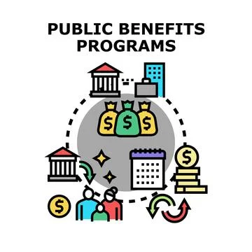 Public welfare benefits programs concept vector icon 스톡 일러스트
