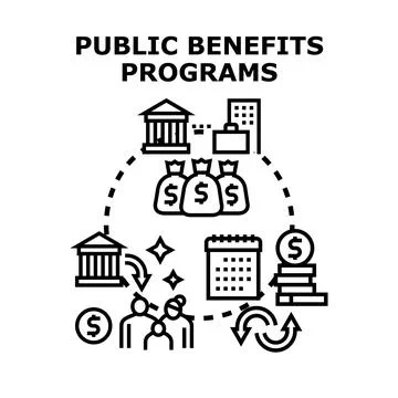 Public welfare benefits programs concept vector icon Stock Illustration