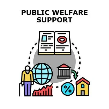 Public welfare support system providing social benefits for citizens Stock Illustration