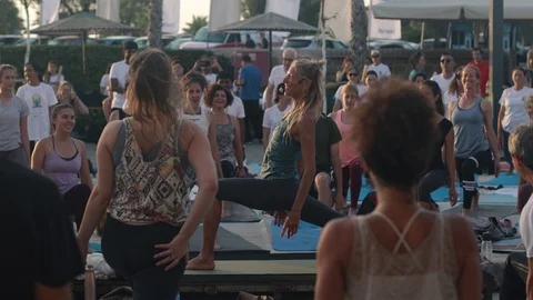 Public Yoga lesson Stock Footage 112253573