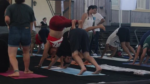 Public Yoga lesson Stock Footage 112255867