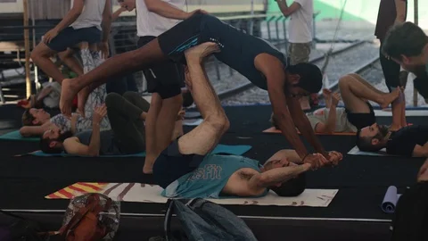 Public Yoga lesson Stock Footage 112256118