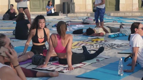 Public Yoga lesson Stock Footage 112256872