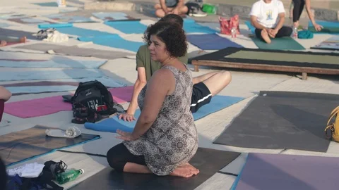 Public Yoga lesson Stock Footage 112257341