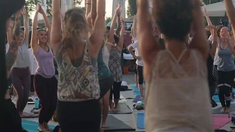 Public Yoga lesson Stock Footage 112267102