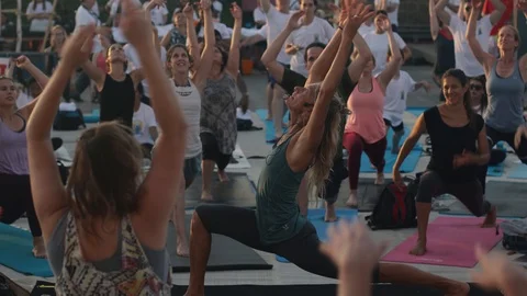 Public Yoga lesson Stock Footage 116734544