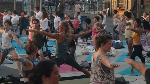 Public Yoga lesson Stock Footage 116741147