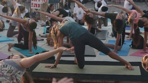 Public Yoga lesson Stock Footage 116741274