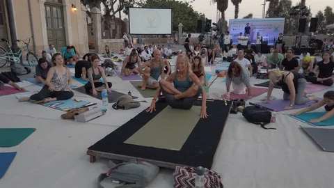 Public Yoga lesson Stock Footage 116743731