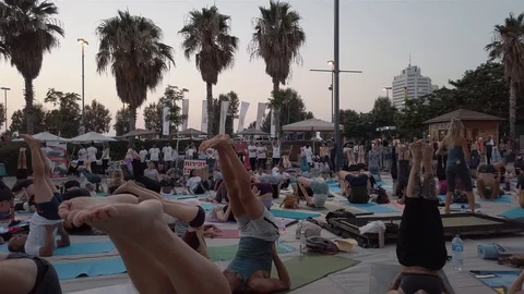 Public Yoga lesson Stock Footage 116745115