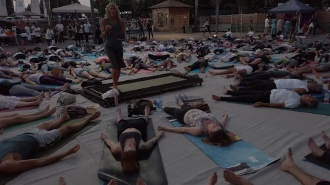 Public Yoga lesson Stock Footage 116745701