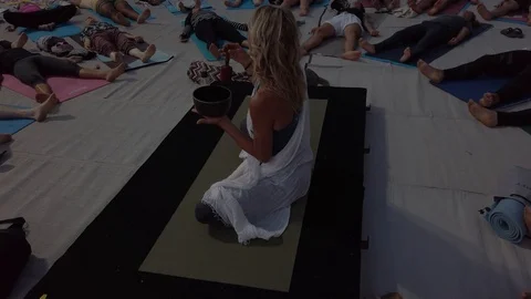 Public Yoga lesson Stock Footage 116746689