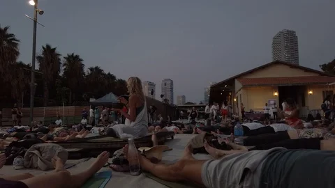 Public Yoga lesson Stock Footage 116746741
