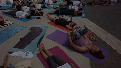 Public Yoga lesson Stock Footage 116747828