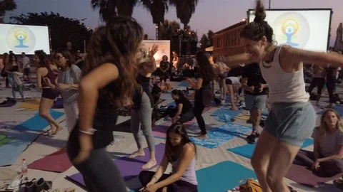 Public Yoga lesson Stock Footage 116748675