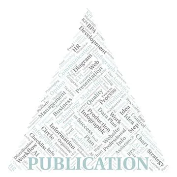 Publication typography word cloud create with the text only. Illustrazione stock
