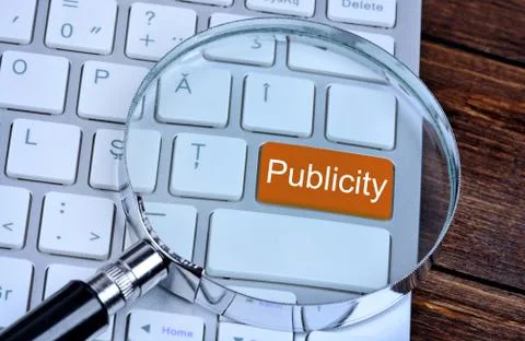 Publicity on keyboard button Stock-Fotos