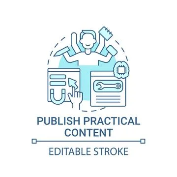 Publish practical content concept icon Stock Illustration
