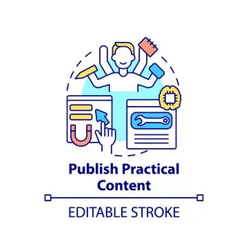 Publish practical content concept icon Stock Illustration