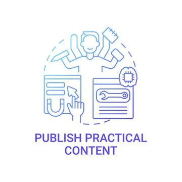 Publish practical content concept icon Stock Illustration