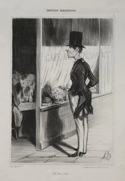 Published in le Charivari (1 September 1839): Parisian Emotions, plate 3: I.. Stock Illustration