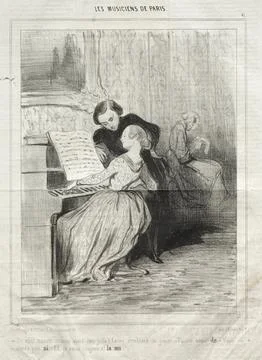 Published in le Charivari (no du 6 mars 1841): The Musicians of Paris, plat.. Ilustración de archivo
